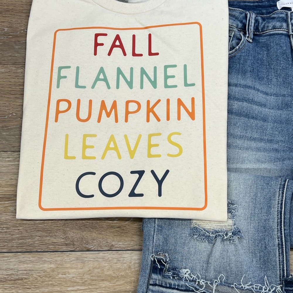 FALL FLANNEL PUMPKIN LEAVES COZY tshirt unisex in Natural color